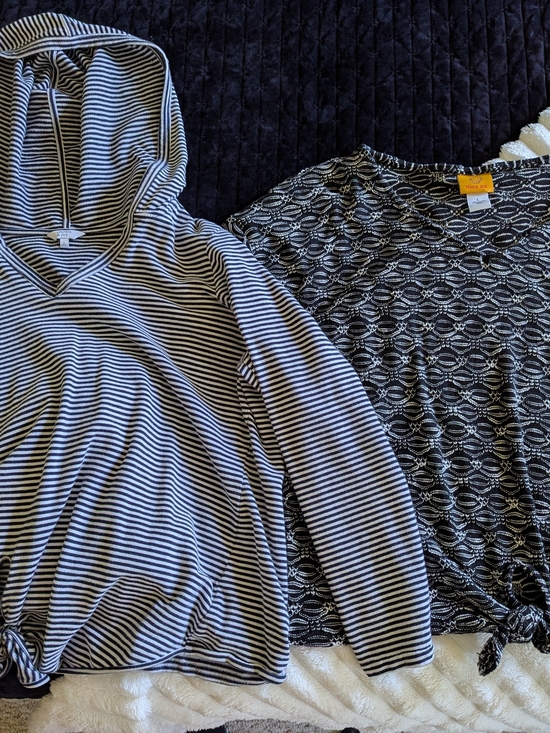 Ruby Rd. Tops - Ruby Rd. Black & White Top & Crown & Ivy Striped Hooded Long-Sleeve Top